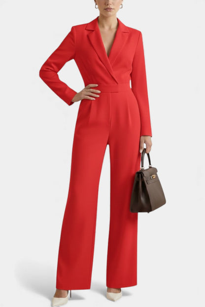 Ximena™ - High-Waisted Long Sleeve Jumpsuit Featuring Pockets
