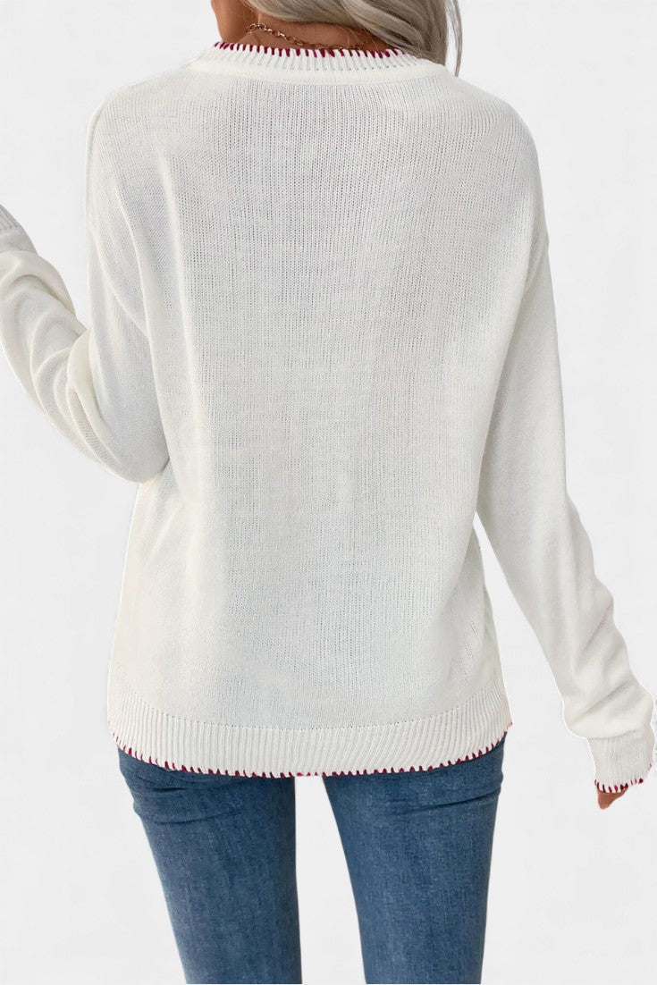 Cécile Festive Bow Pattern Sweater