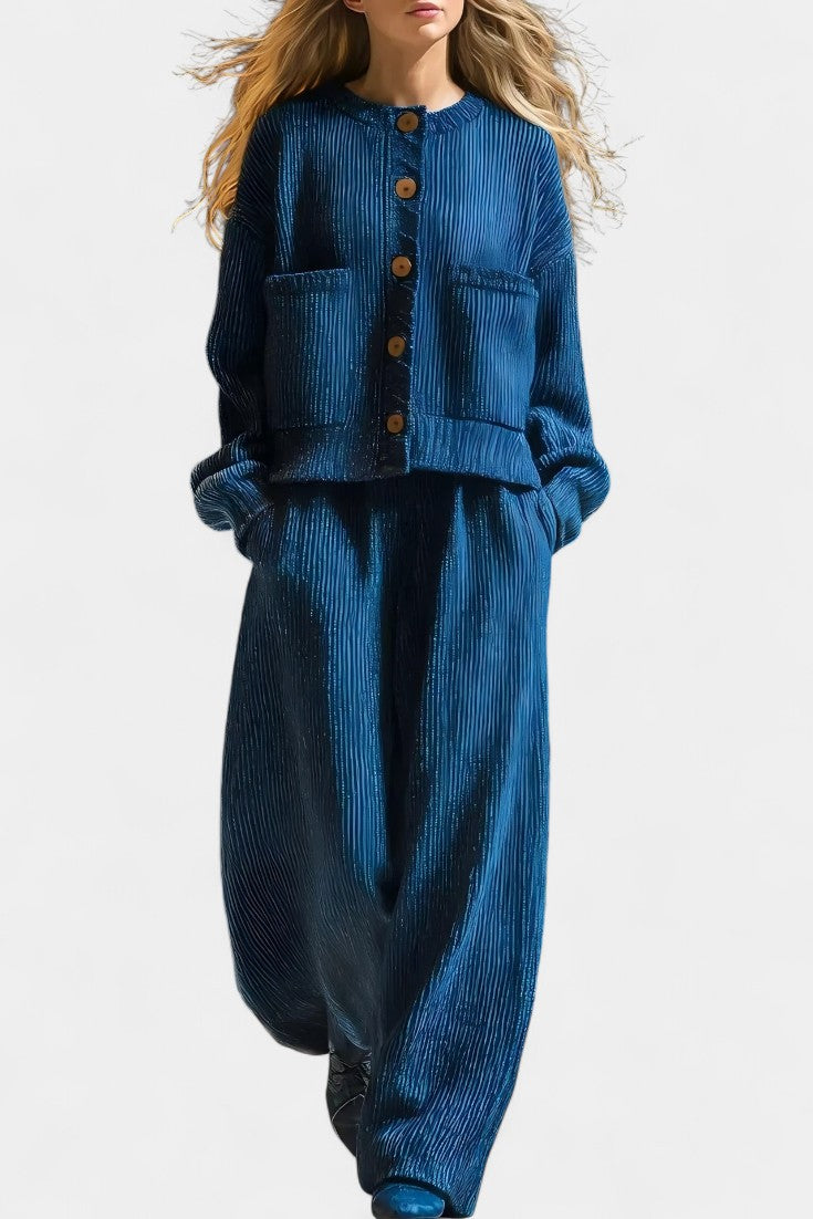 Magali™ - Knit Cardigan & Wide-Leg Pants Ensemble