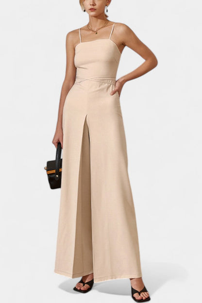 Lindsey™ -  Strapless Wide Leg Jumpsuit with Tied Waist