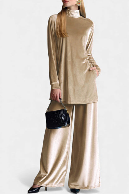 Tifenn™ - Velvet High-Top Sneakers and Split Pants with High Collar