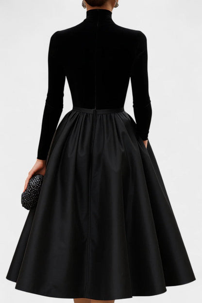 Two-Tone Velvet and Satin Mahaut Midi Dress