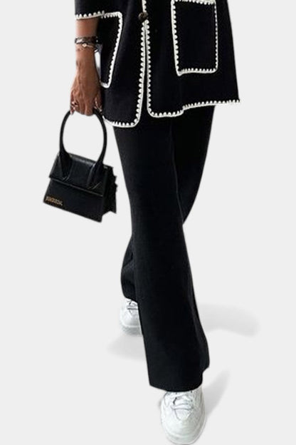 Xandra™ - Two-Piece Ensemble: Trimmed Jacket and Casual Pants