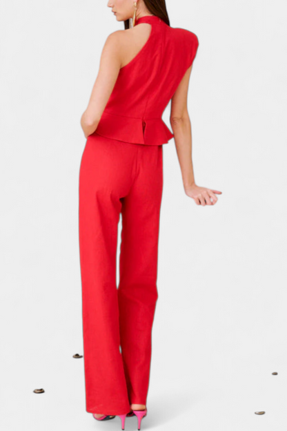 Nerida™ -  Asymmetrical Linen-Cotton Jumpsuit