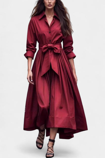 Lioren Twill Shirt Dress with Waist Tie