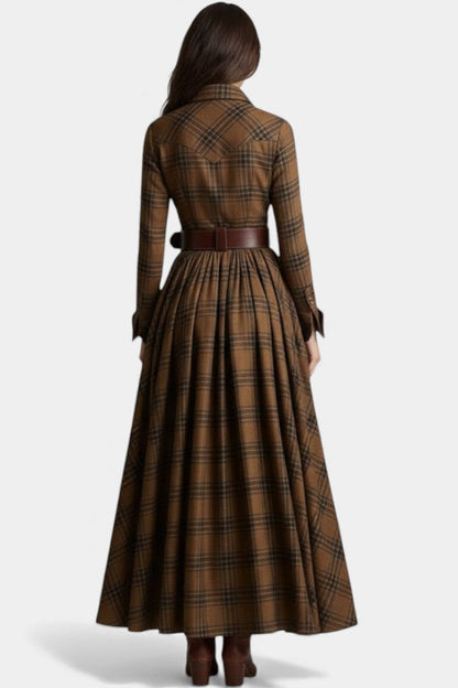 Eustelle Collared Plaid Maxi Dress
