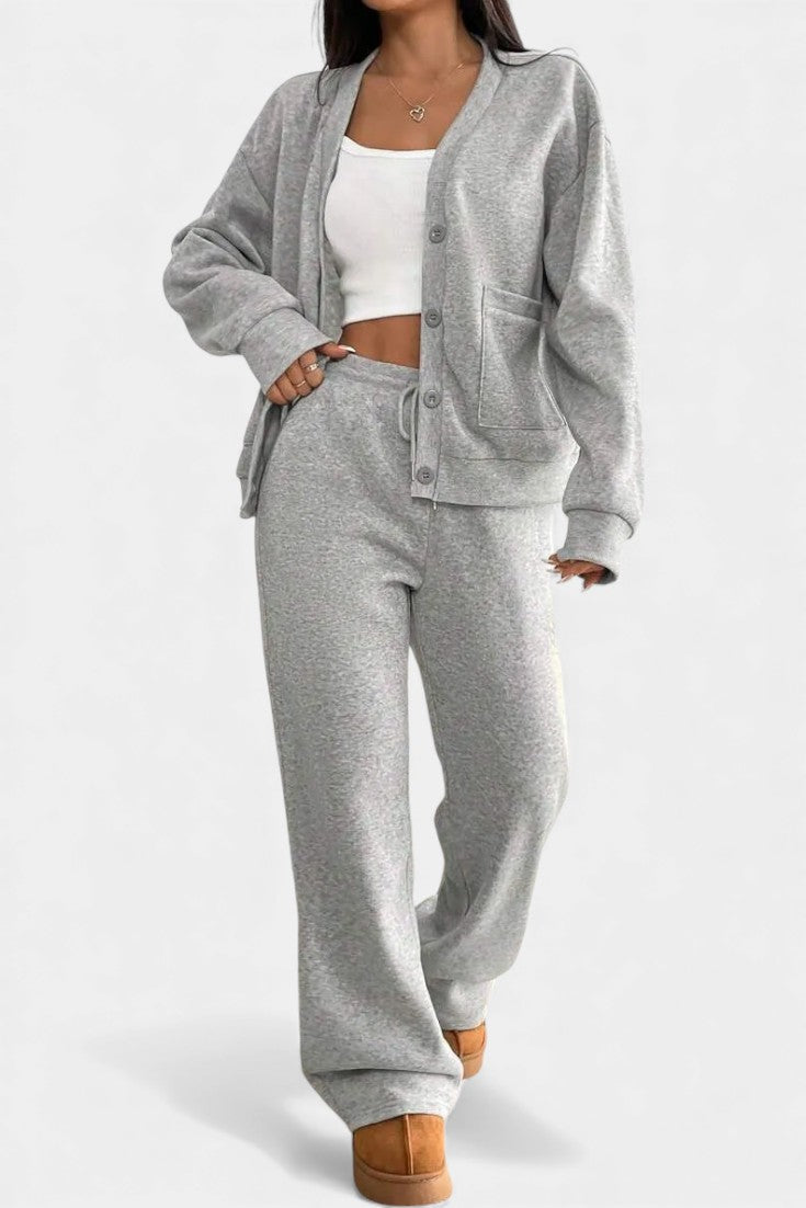 Vellina™ - Cozy Cardigan Jacket & Wide-Leg Pants Set