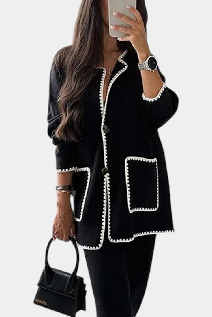 Xandra™ - Two-Piece Ensemble: Trimmed Jacket and Casual Pants
