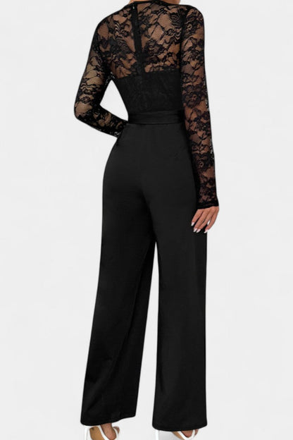 Éviana™ - Chic Lace Jumpsuit with Adjustable Tied Waist