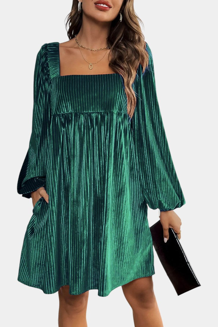 Pleated Velvet Midi Robe by Adrenia