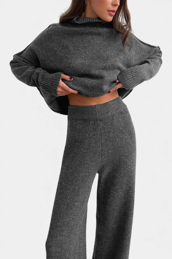 Xylia™ - Knit Set with Turtleneck and Wide-Leg Trousers