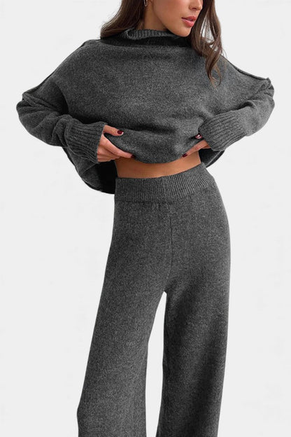 Xylia™ - Knit Set with Turtleneck and Wide-Leg Trousers