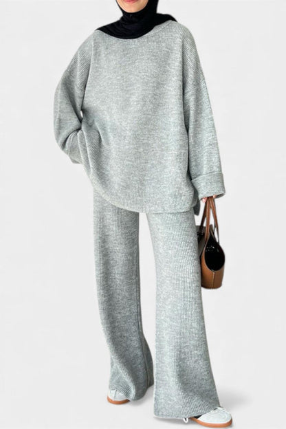 Quirina™ - Relaxed Ensemble with Round Neckline and Flowing Pants