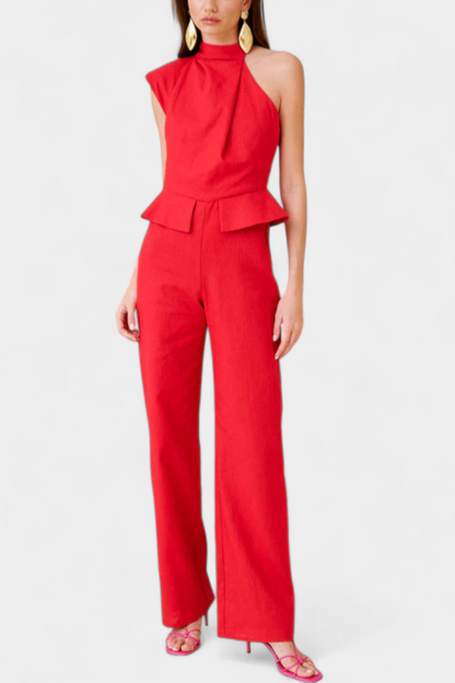 Nerida™ -  Asymmetrical Linen-Cotton Jumpsuit