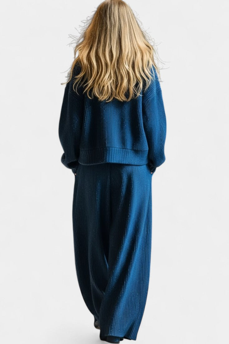 Magali™ - Knit Cardigan & Wide-Leg Pants Ensemble