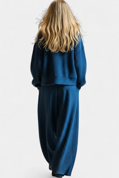 Magali™ - Knit Cardigan & Wide-Leg Pants Ensemble