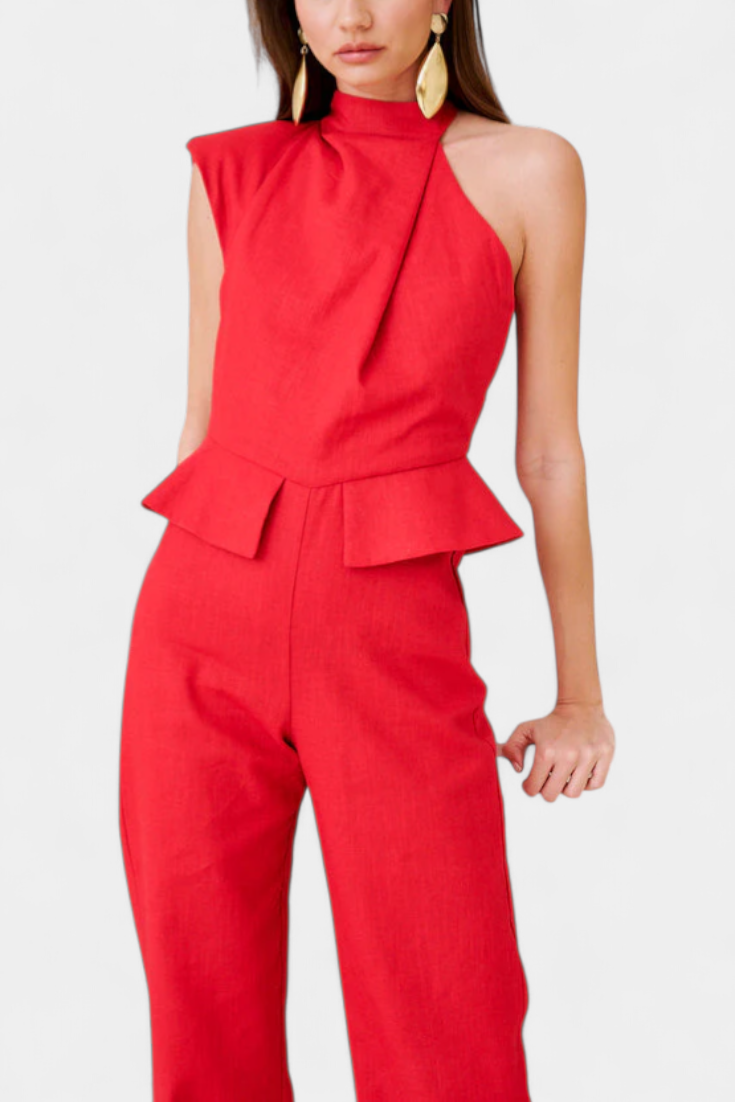 Nerida™ -  Asymmetrical Linen-Cotton Jumpsuit