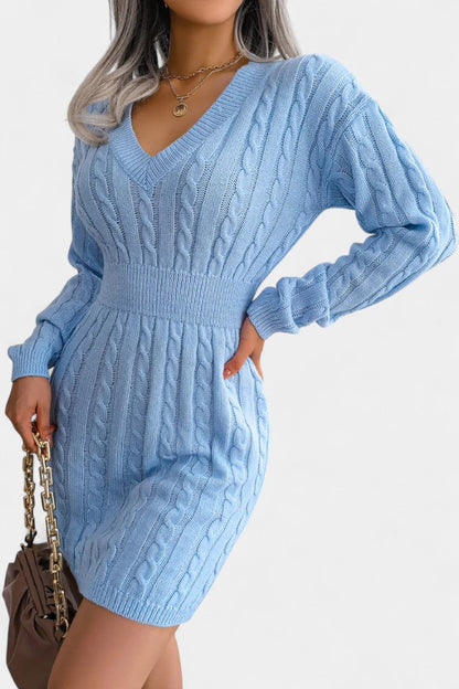 Cléora Long Sleeve Mini Bodycon Sweater Dress