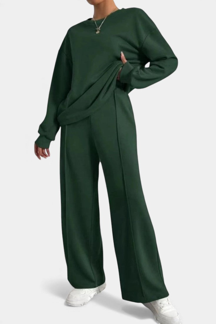 Tiara™ - Relaxed Fit Sweatshirt & High-Waisted Trousers Set