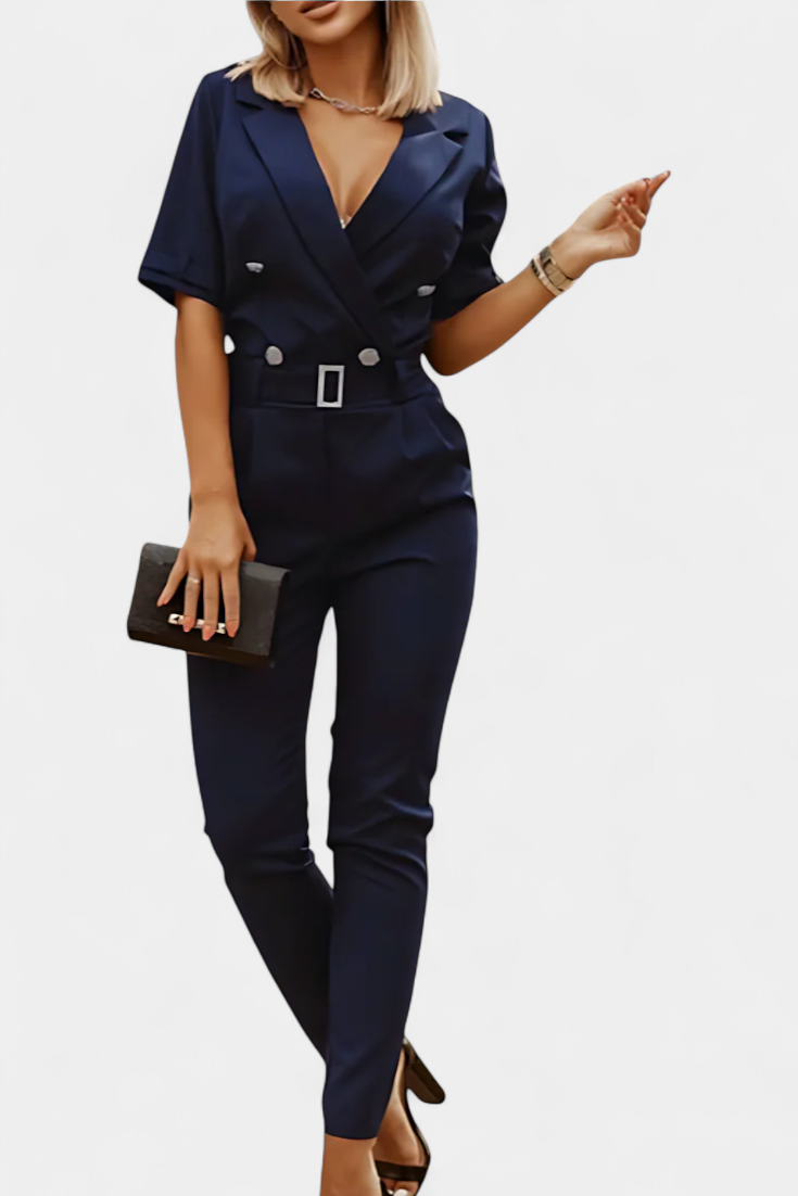 Vivienne™ - V-Neck Jumpsuit with Elegant Flowing Design