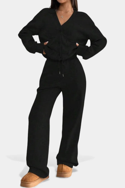 Vellina™ - Cozy Cardigan Jacket & Wide-Leg Pants Set