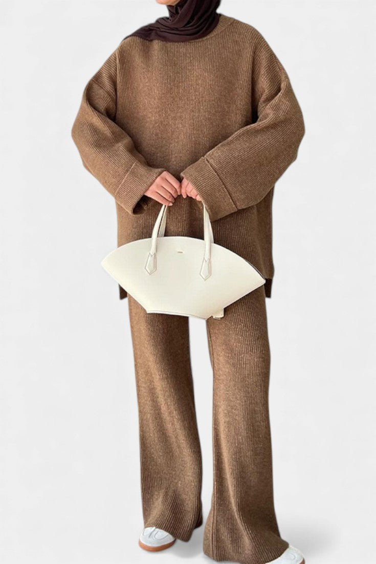 Quirina™ - Relaxed Ensemble with Round Neckline and Flowing Pants