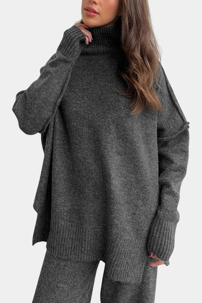 Xylia™ - Knit Set with Turtleneck and Wide-Leg Trousers