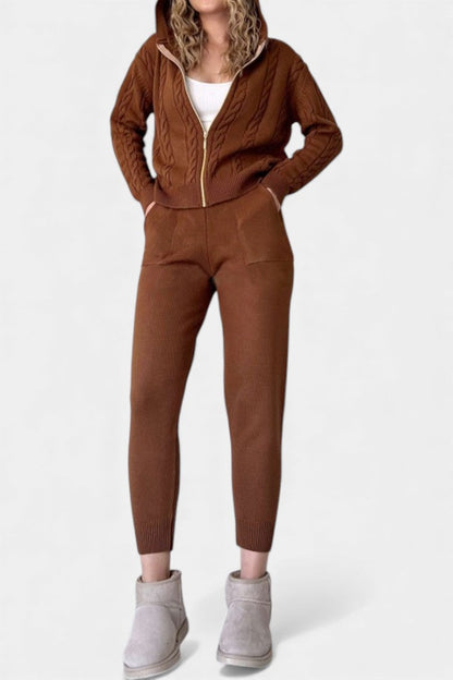 Perdita™ - Cardigan & Twisted Jacquard Sweater Set - Casual Style