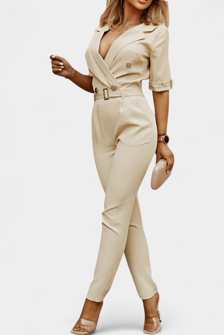 Vivienne™ - V-Neck Jumpsuit with Elegant Flowing Design