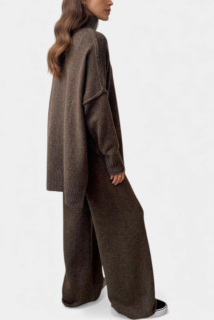 Xylia™ - Knit Set with Turtleneck and Wide-Leg Trousers