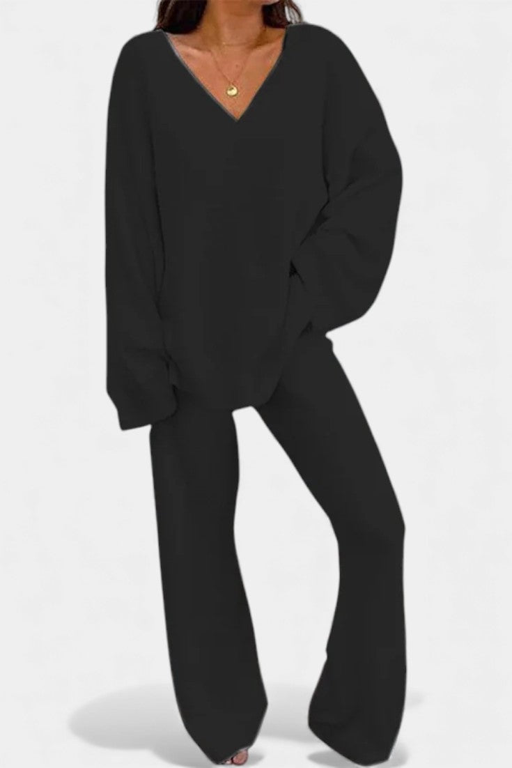 Siléale™ - Cozy V-Neck Two-Piece Daily Outfit