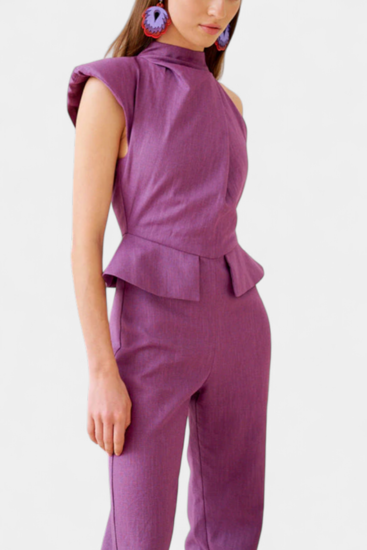 Nerida™ -  Asymmetrical Linen-Cotton Jumpsuit