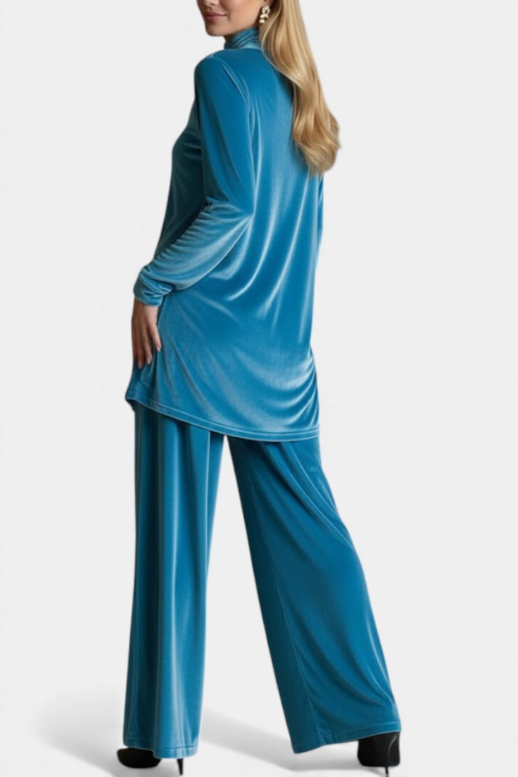 Tifenn™ - Velvet High-Top Sneakers and Split Pants with High Collar