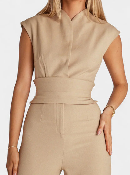 Leona™ -  High-Neck Sleeveless Jumpsuit with Flared Legs
