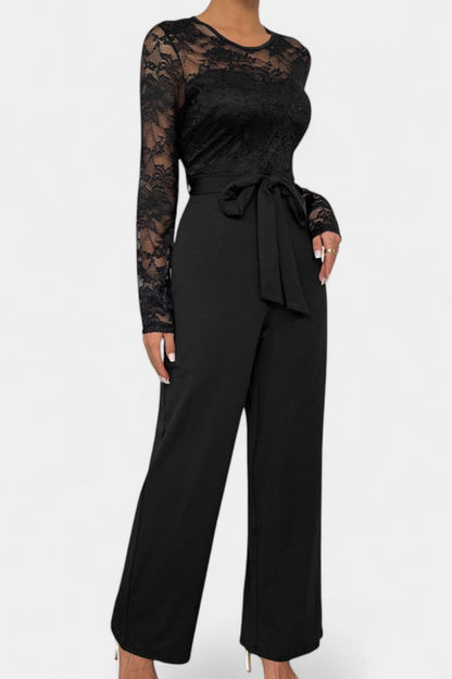 Éviana™ - Chic Lace Jumpsuit with Adjustable Tied Waist