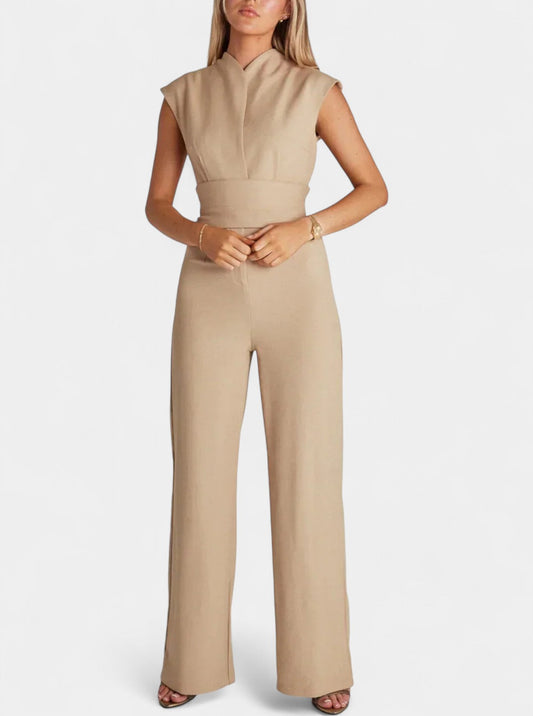 Leona™ -  High-Neck Sleeveless Jumpsuit with Flared Legs
