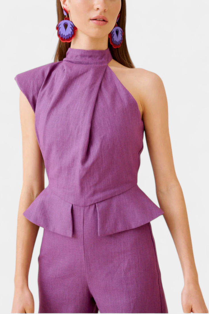 Nerida™ -  Asymmetrical Linen-Cotton Jumpsuit