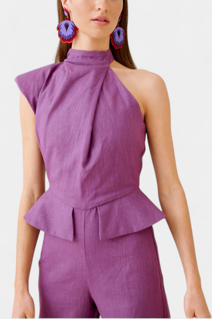 Nerida™ -  Asymmetrical Linen-Cotton Jumpsuit