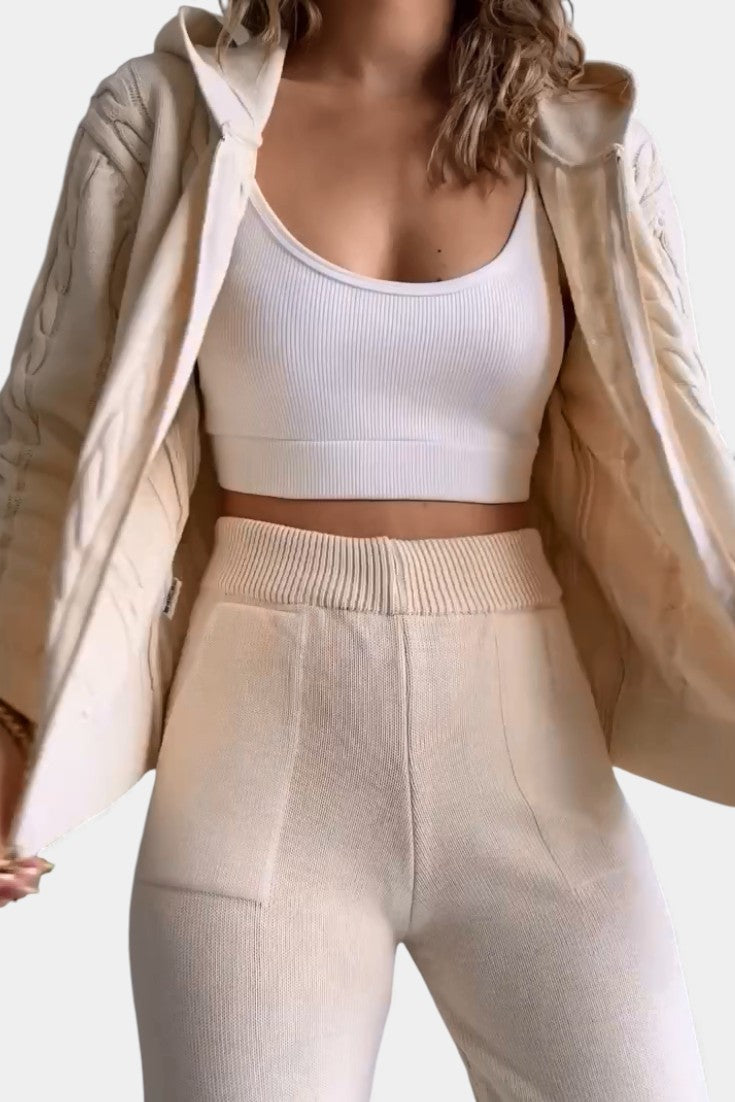 Perdita™ - Cardigan & Twisted Jacquard Sweater Set - Casual Style