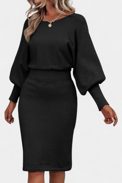 Abélise Long Sleeve Fitted Midi Sweater Dress