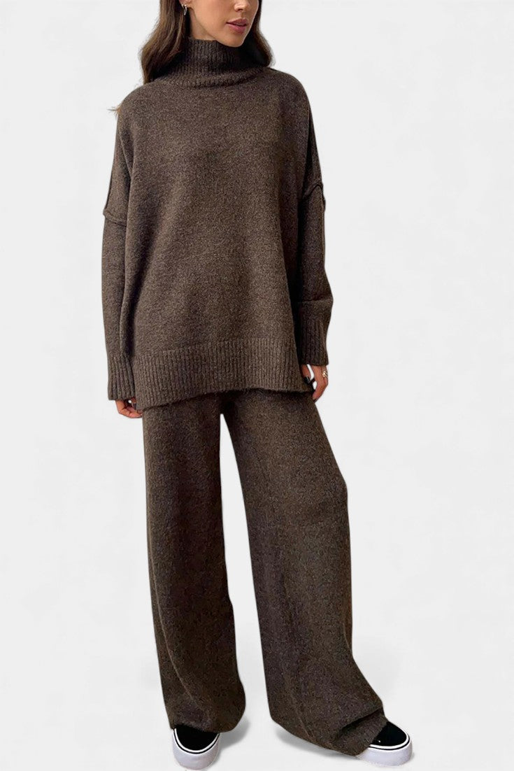 Xylia™ - Knit Set with Turtleneck and Wide-Leg Trousers