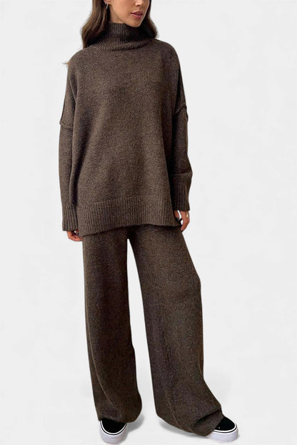 Xylia™ - Knit Set with Turtleneck and Wide-Leg Trousers