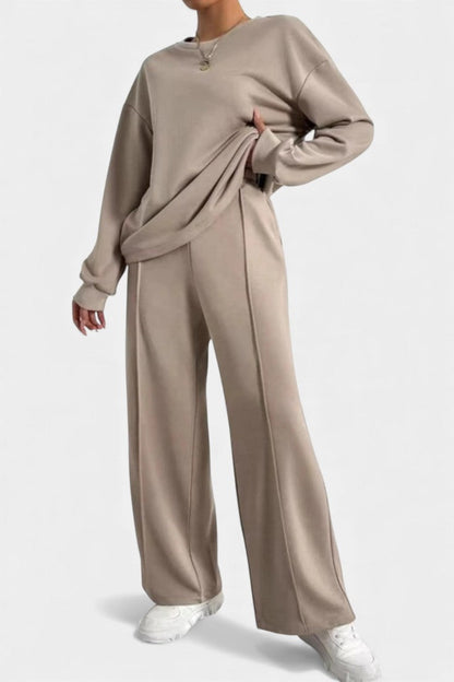 Tiara™ - Relaxed Fit Sweatshirt & High-Waisted Trousers Set