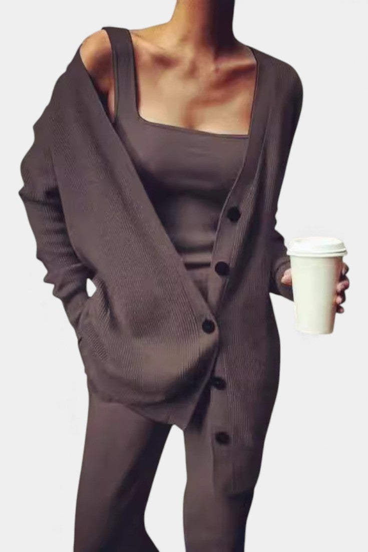 Clélia™ - Cozy Knit Three-Piece Ensemble