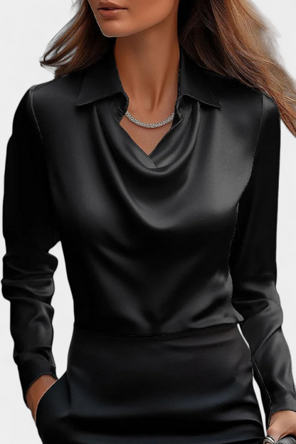 Cascade Neckline Satin Blouse by Dilnaz