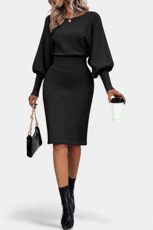 Abélise Long Sleeve Fitted Midi Sweater Dress