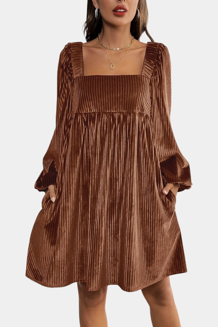 Pleated Velvet Midi Robe by Adrenia
