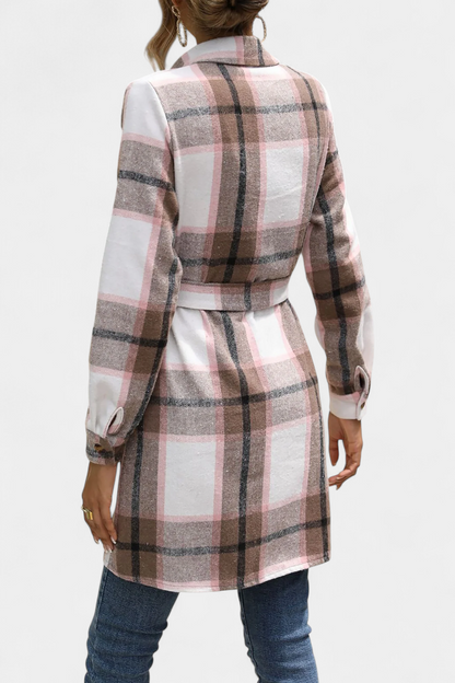 Masia Adjustable Belt Mini Check Shirt Dress
