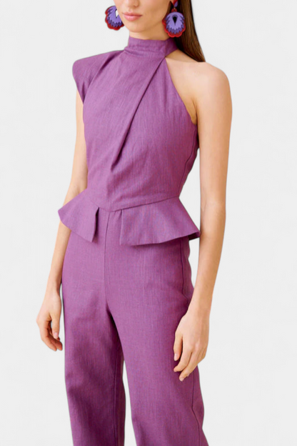 Nerida™ -  Asymmetrical Linen-Cotton Jumpsuit