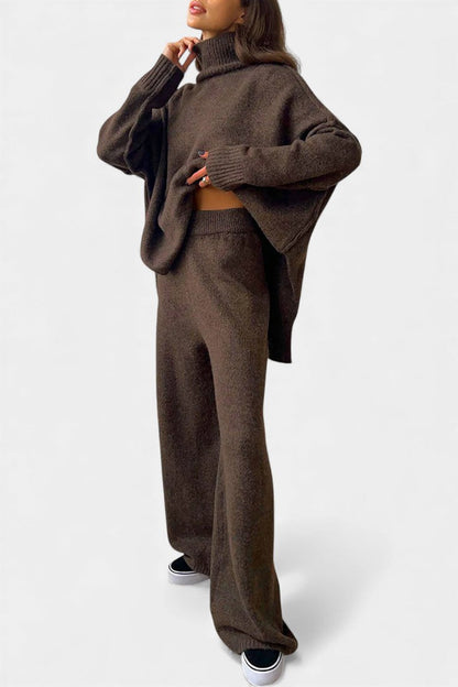 Xylia™ - Knit Set with Turtleneck and Wide-Leg Trousers